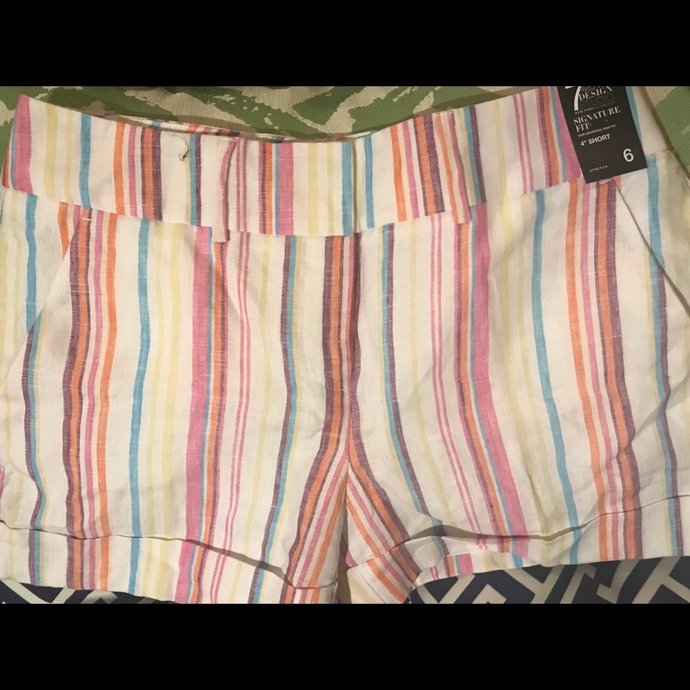 7th Avenue Multi Stripe Cuffed Shorts
